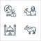 Eid al adha line icons. linear set. quality vector line set such as cow, mosque, goat