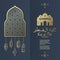 Eid al-Fitr Background. Islamic Arabic lantern. Translation Eid al-Fitr. Greeting card