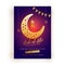 Eid-Al-Fitr celebration greeting card design with golden stylish