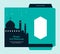 Eid al fitr money envelope for islam great day celebration gift template design with mosque silhouette background . ready to print