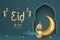 Eid Al Fitr Mubarak banner with 3D elements illustration design