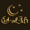 Eid-Al-Fitr mubarak greeting card vector illustration. Hand lettering