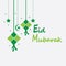 Eid mubarak background with ketupat,crescent and stars for celebrate eid ul fitr or eid ul adha - Vector illustration