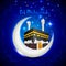 Eid Mubarak (Blessing fo Eid) with Kaaba on moon