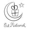 Eid mubarak crescent moon gift sketchy isolated