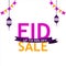 Eid mubarak discount template banner promotion. with hanging lantern islam arabic illustration