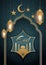 Eid mubarak, Eid al adha, Eid al fitr, greetings, celebration, calligraphy card poster with mosque vector banner