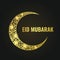 Eid mubarak - gold moon with abstract star texture sign on dark background vector design