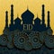 Eid mubarak golden islamic decorative background