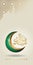 Eid mubarak with golden luxurious crescent moon and Traditional lantern, template islamic ornate greeting card vector for Mobile