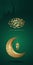Eid mubarak with golden luxurious crescent moon and Traditional lantern, template islamic ornate greeting card vector for Mobile