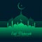 Eid mubarak green mosque background design