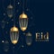 Eid mubarak hanging lamps decoration background design