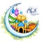 Eid Mubarak Happy Eid background for Islam religious festival on holy month of Ramazan