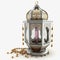 Eid mubarak. Happy Mawlid al Nabi. Islamic display podium. Ramadan lantern with islamic rosary bead