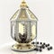 Eid mubarak. Happy Mawlid al Nabi. Islamic display podium. Ramadan lantern with islamic rosary bead