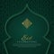 Eid Mubarak Islamic Arch Green and Golden Luxury Ornamental Background with Islamic Pattern