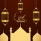 Eid mubarak islamic festival flat design concept with creative lantern