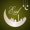Eid mubarak islamic festival flat design concept with creative lantern