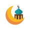 Eid mubarak mosque cupule in moon flat style icon