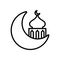 Eid mubarak mosque cupule in moon line style icon
