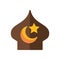 Eid mubarak mosque cupule with moon and star flat style icon