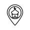 Eid mubarak mosque cupule in pin location line style icon