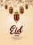 Eid mubarak party poster with creative lantern