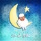 Eid-ul-adha greeting card with sheep, moon and star,