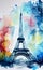 Eifel Tower in Paris, generative ai illustration showcasing the beauty and grandeur of the Parisian landmark