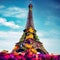 Eiffel Tower Adorned with Floral Splendor