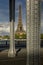 Eiffel Tower from Bir-Hakeim metal bridge at sunset in Paris