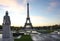 Eiffel tower with bird on statue. Trocadero place. Paris. France.