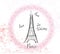 Eiffel tower border. Poster design paris, jet\'aime, love hand drawn letter vector illustration