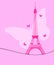 Eiffel tower with butterflies pattern for postcards and booklets. Vector