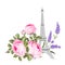 The Eiffel tower card. Eiffel tower simbol with spring blooming flowers over white background.