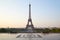 Eiffel tower, clear sunrise at Trocadero, nobody in Paris, France