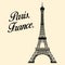 Eiffel tower. Emblem of Paris, capital city of France. Europe. Vector symbol.