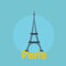 Eiffel tower flat design with text shadow colorful