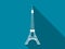 Eiffel Tower flat icon with long shadow. Vector