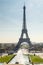 Eiffel Tower and fountain at Jardins du Trocadero at sunrise in Paris, France. Travel background