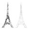 Eiffel tower grunge style black vector outline