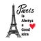 Eiffel tower, hearts and phrase Paris is always good idea