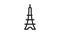 Eiffel tower icon animation Motion graphics 4k video motion illustration sign. Outline doodle style alpha channel.