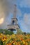 Eiffel tower in the landscape in Paris from the Champ de Mars with a colorful garden and flowers in the foreground