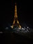 The Eiffel Tower, lighting, night and landmark