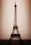 Eiffel Tower Model with backlight over Wall. 3d Rendering