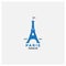 Eiffel Tower modern flat with flag of french logo design