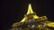 Eiffel Tower at night, huge iron construction sparkling brightly under dark sky