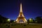 Eiffel Tower in night light, Paris, France.